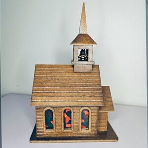VTG Berkeley Wooden Church Music Box with “ Amazing Grace” 9” tall